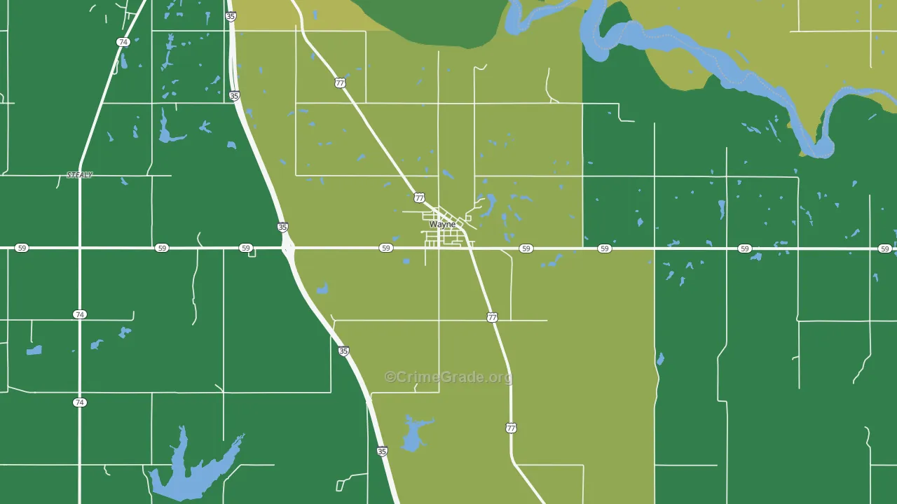 Wayne, OK Map of Vehicle Theft Rates