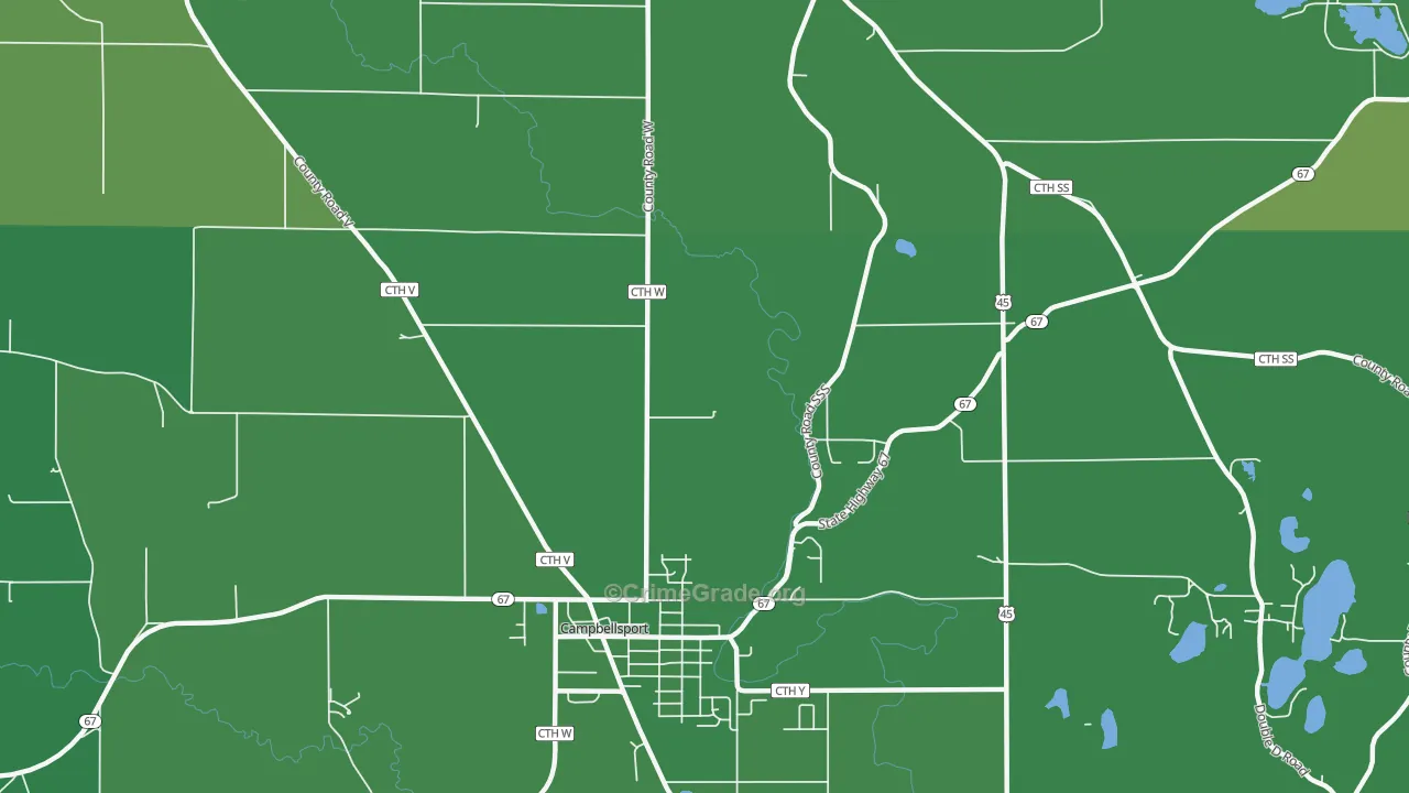 Wayne, WI Map of Vehicle Theft Rates