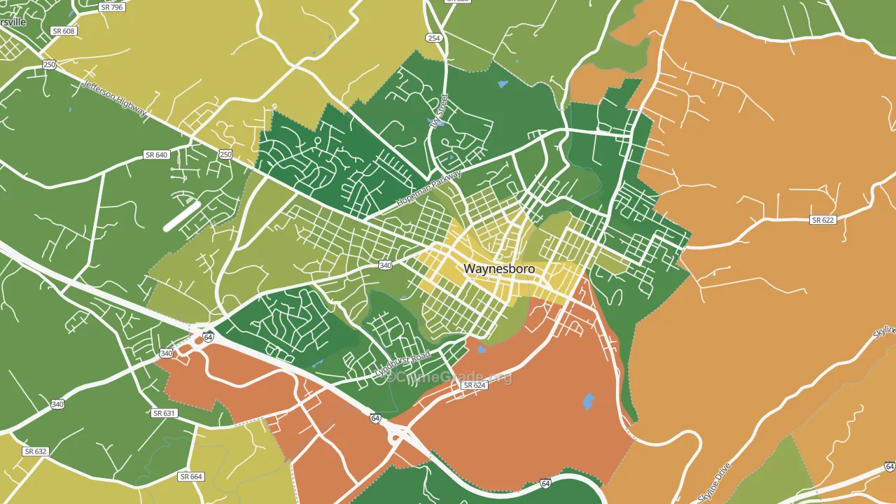 Waynesboro City, VA Map of Vehicle Theft Rates