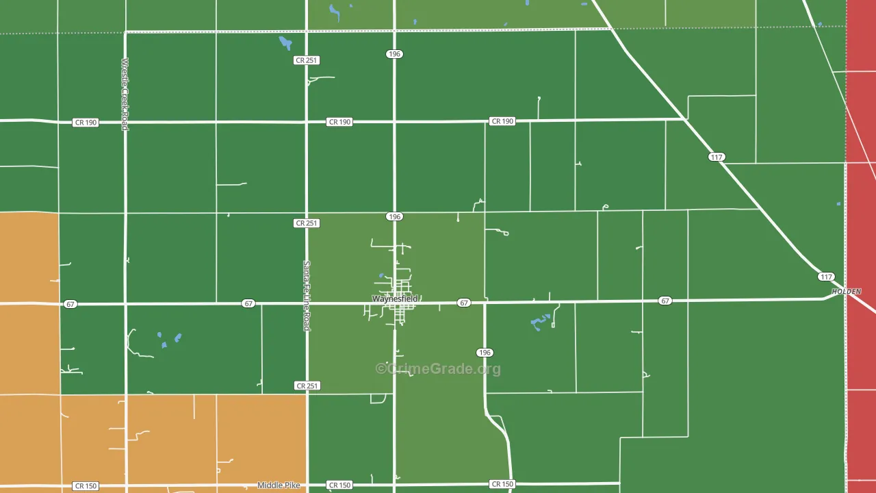 Waynesfield, OH Map of Vehicle Theft Rates