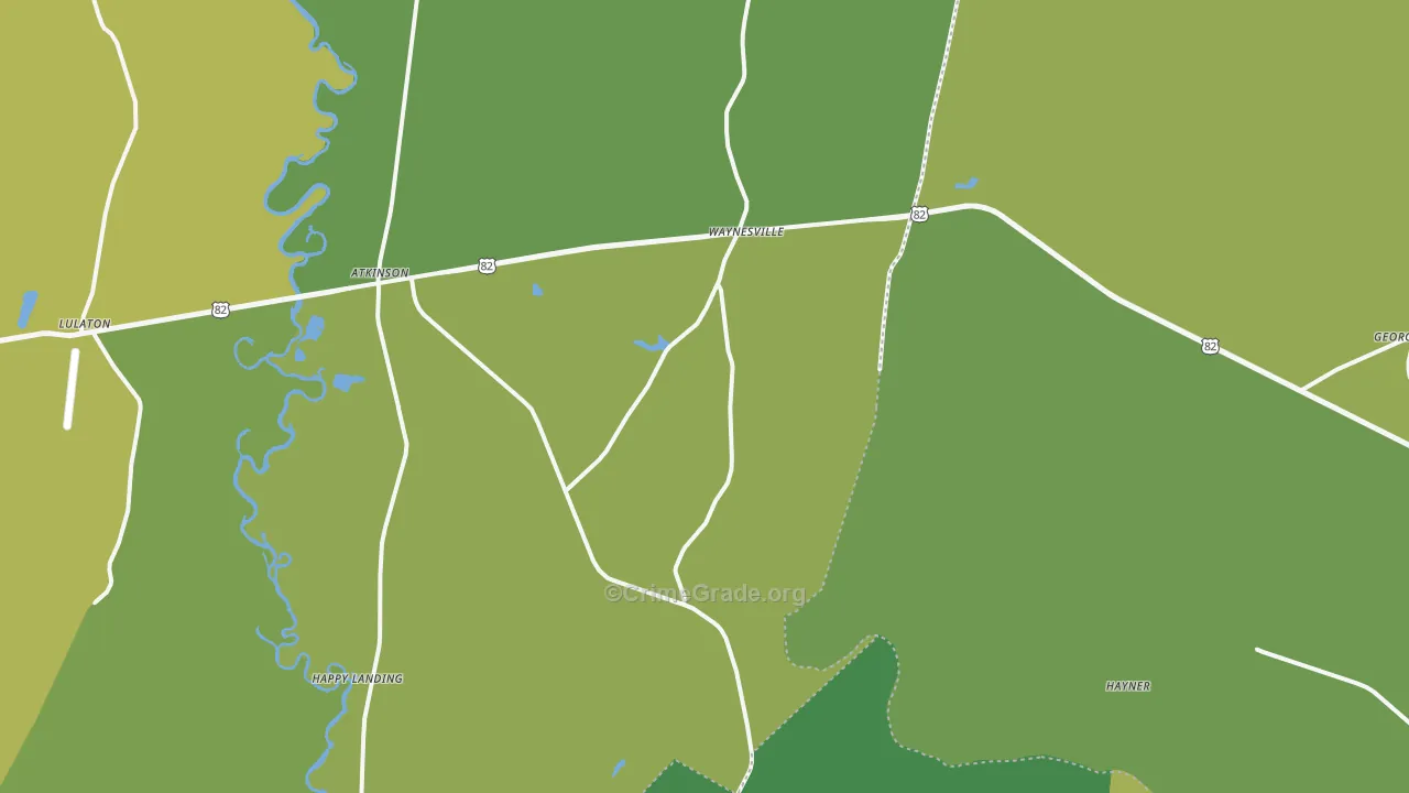 Waynesville, GA Map of Vehicle Theft Rates