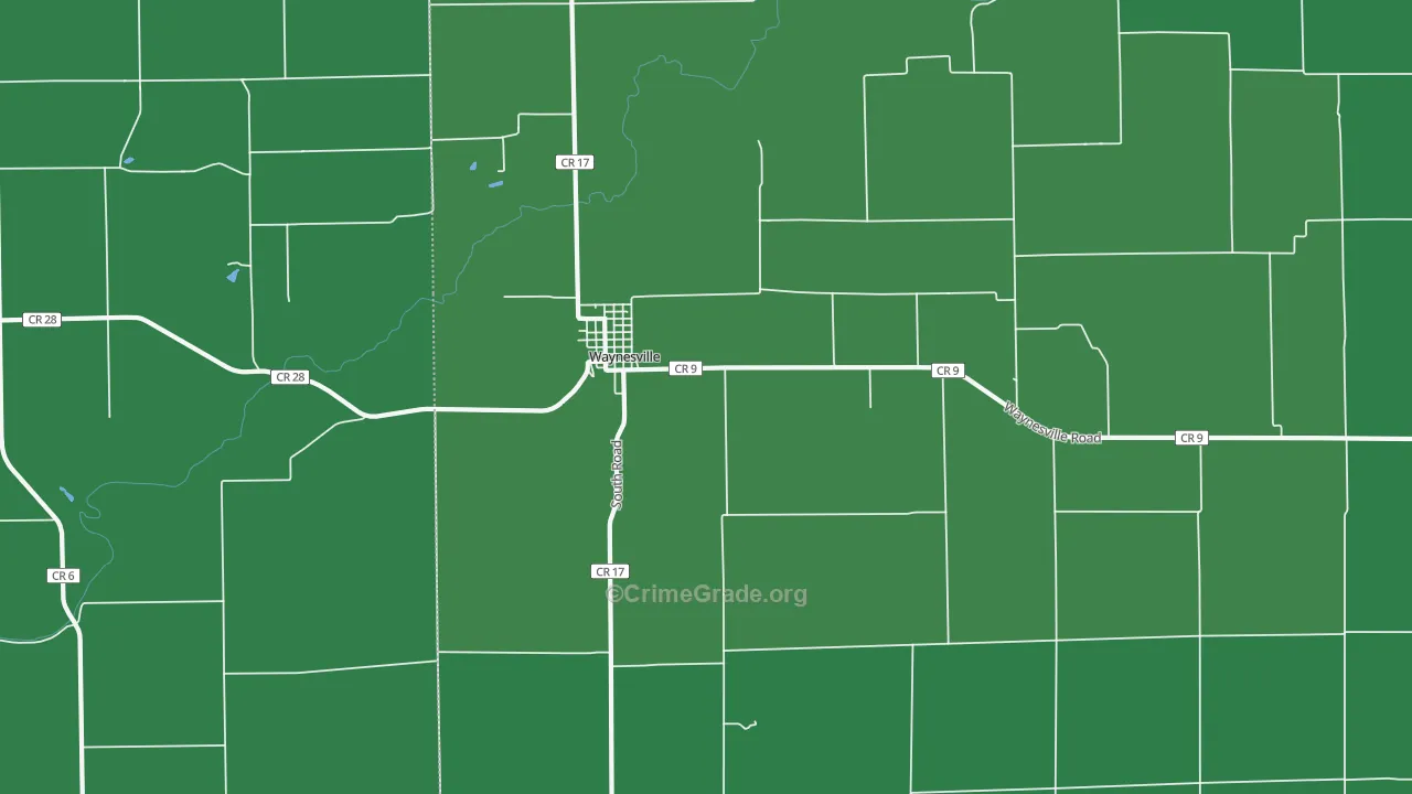 Waynesville, IL Map of Vehicle Theft Rates