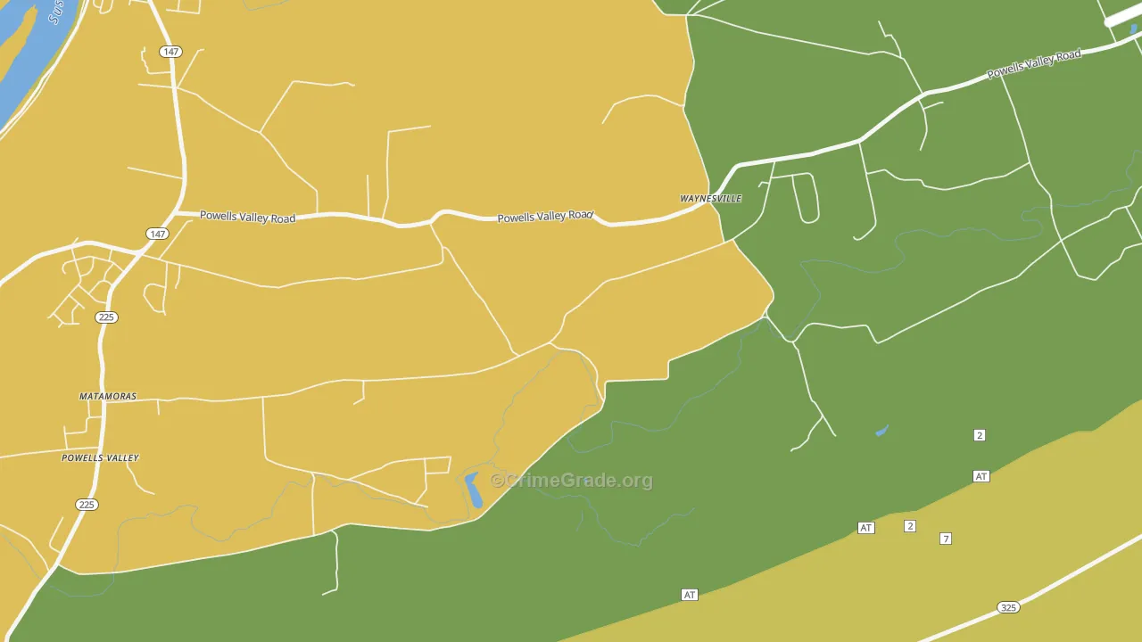 Waynesville, PA Map of Vehicle Theft Rates