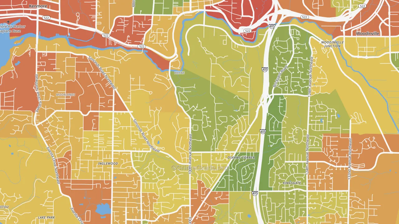 Waynita-Simonds-Norway Hill, Bothell, WA Map of Vehicle Theft Rates