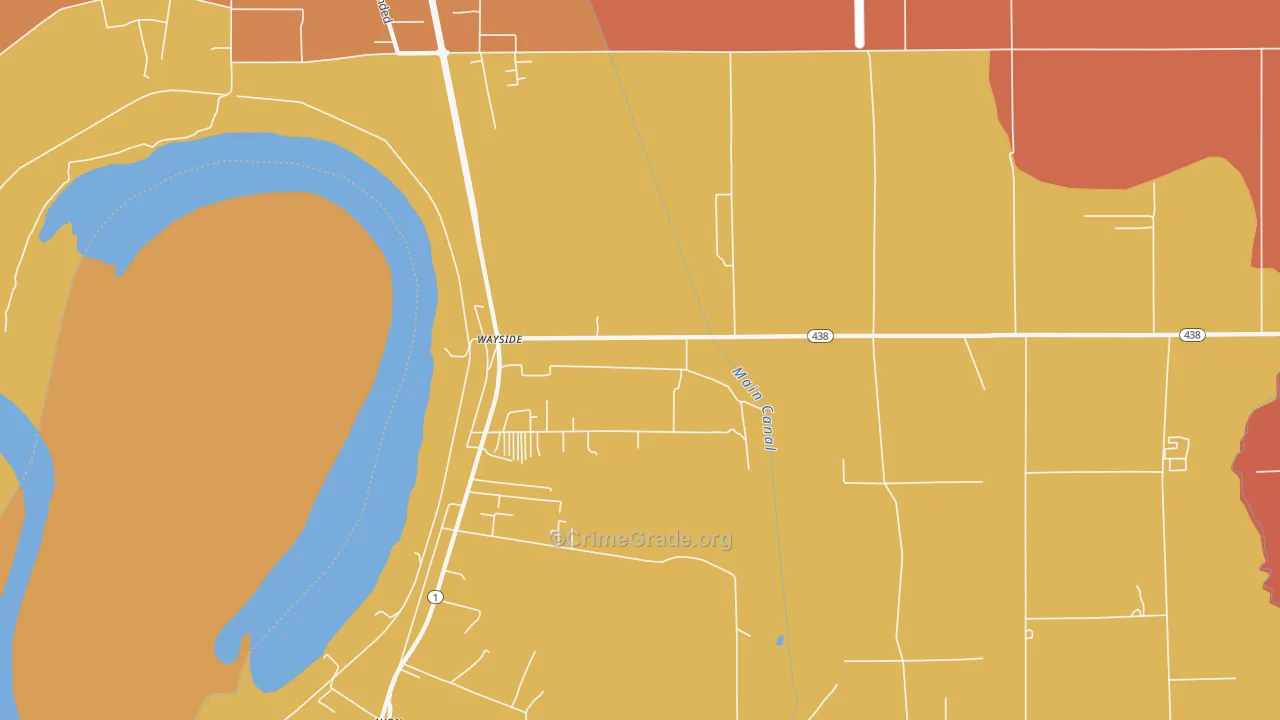 Wayside, MS Map of Vehicle Theft Rates