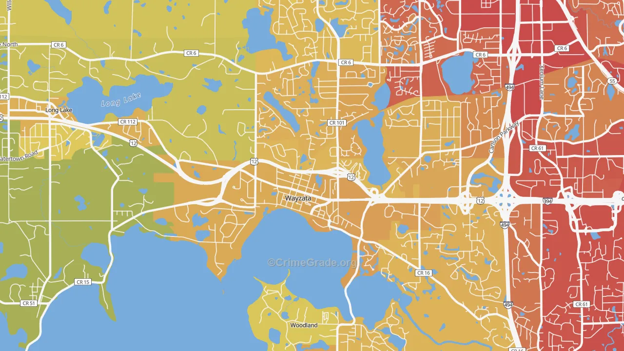 Wayzata, MN Map of Vehicle Theft Rates