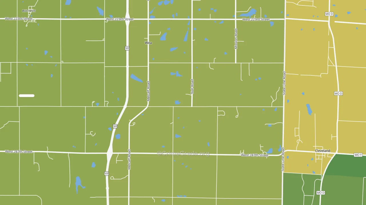 Wea, KS Map of Vehicle Theft Rates