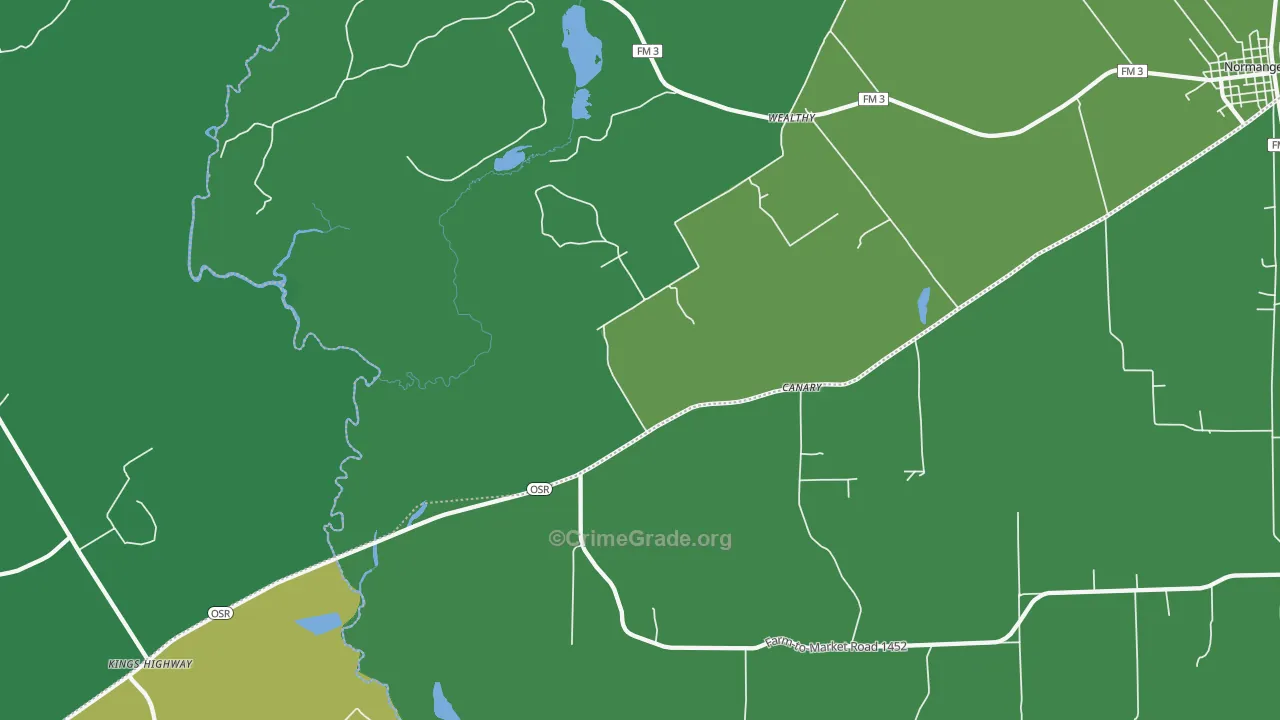 Wealthy, TX Map of Vehicle Theft Rates