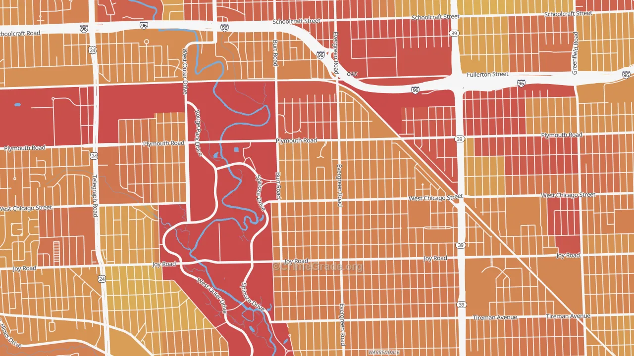 Weatherby, Detroit, MI Map of Vehicle Theft Rates