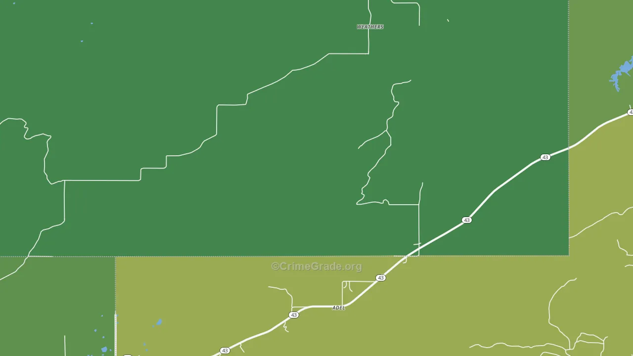 Weathers, OK Map of Vehicle Theft Rates