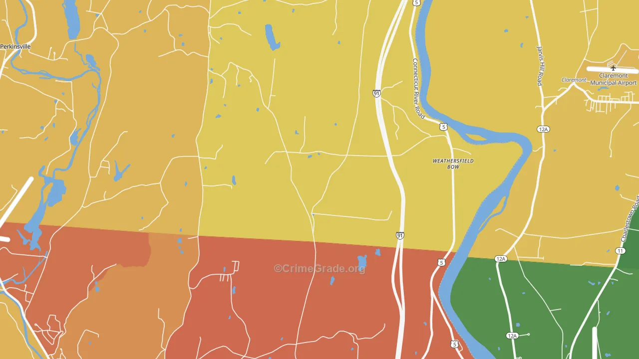 Weathersfield Bow, VT Map of Vehicle Theft Rates