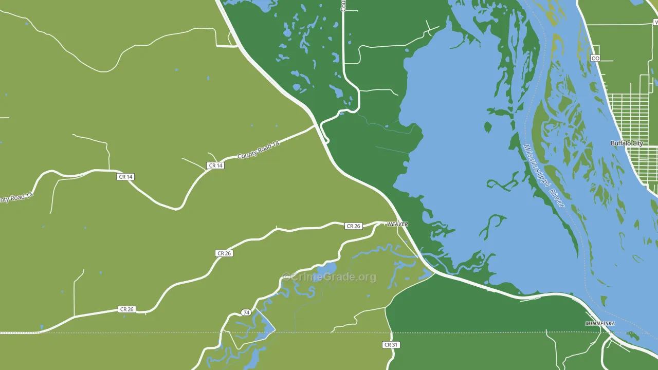 Weaver, MN Map of Vehicle Theft Rates