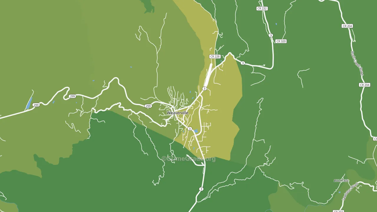 Weaverville, CA Map of Vehicle Theft Rates
