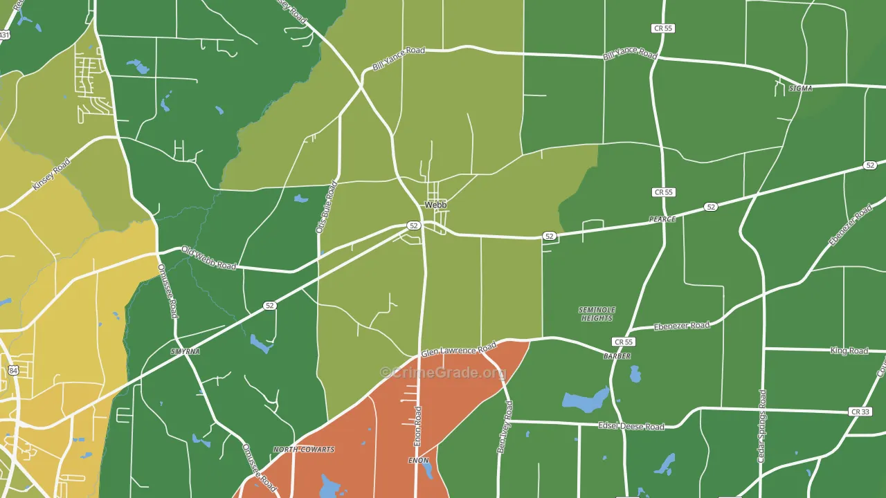 Webb, AL Map of Vehicle Theft Rates
