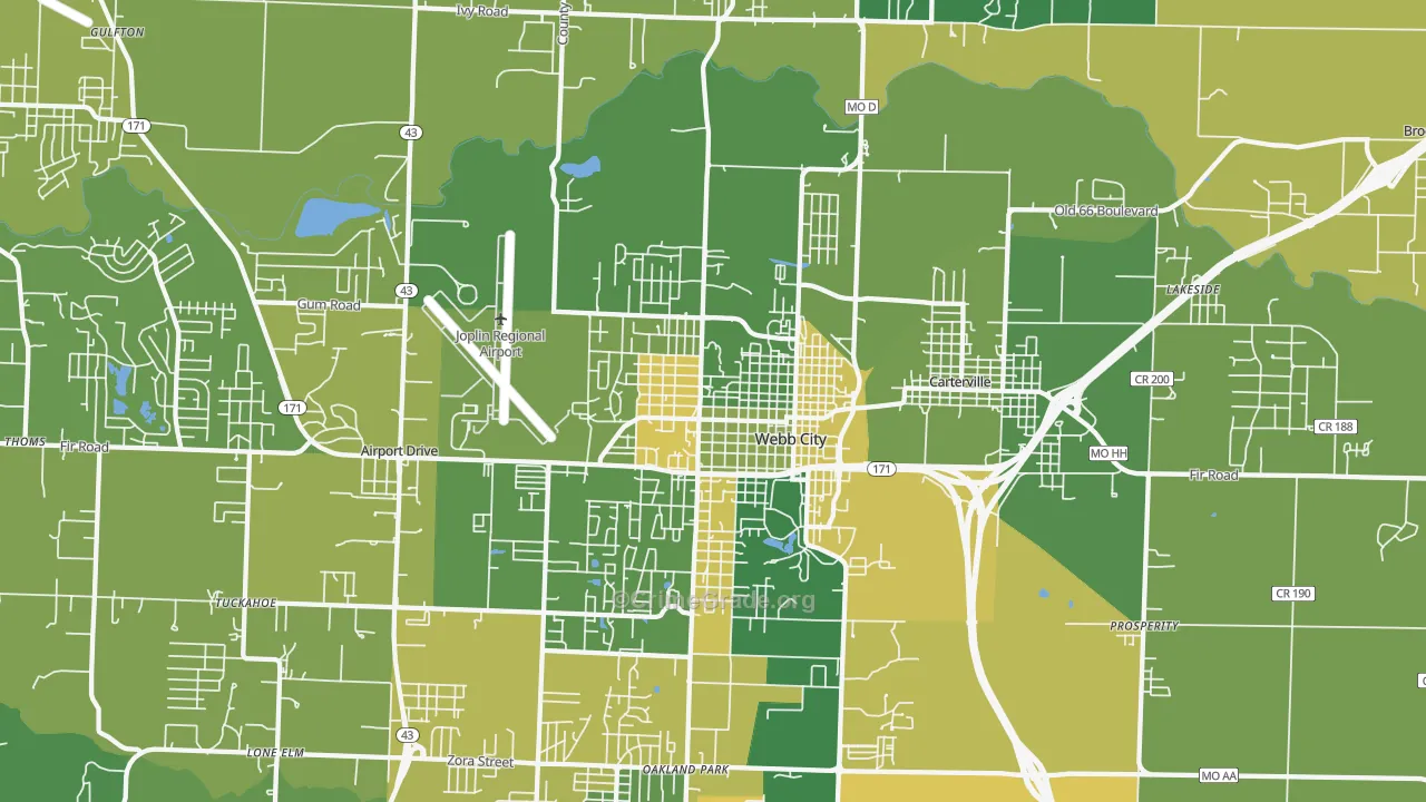 Webb City, MO Map of Vehicle Theft Rates