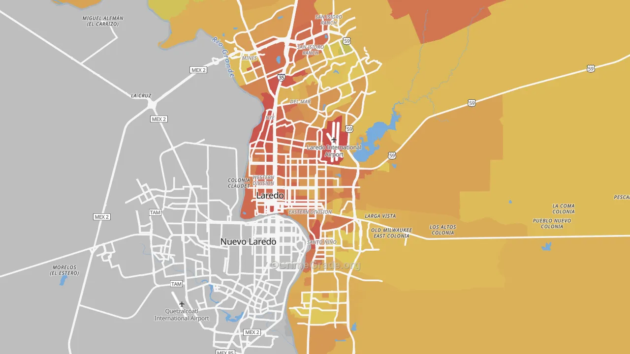 Webb County, TX Map of Vehicle Theft Rates