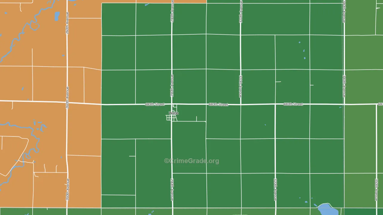 Webb, IA Map of Vehicle Theft Rates