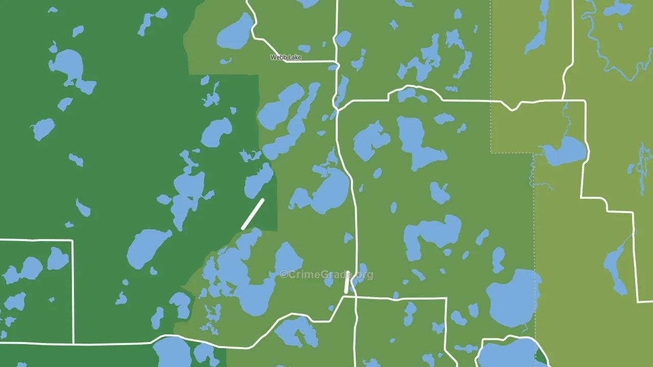 Webb Lake, WI Map of Vehicle Theft Rates