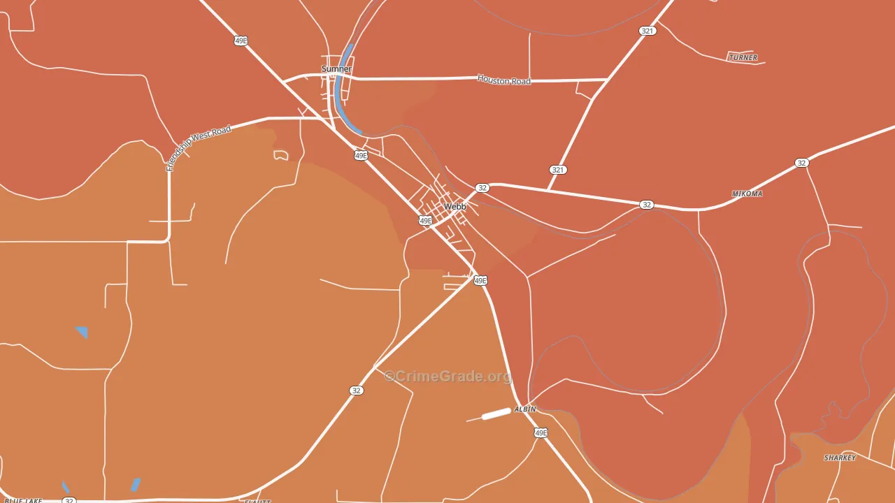 Webb, MS Map of Vehicle Theft Rates
