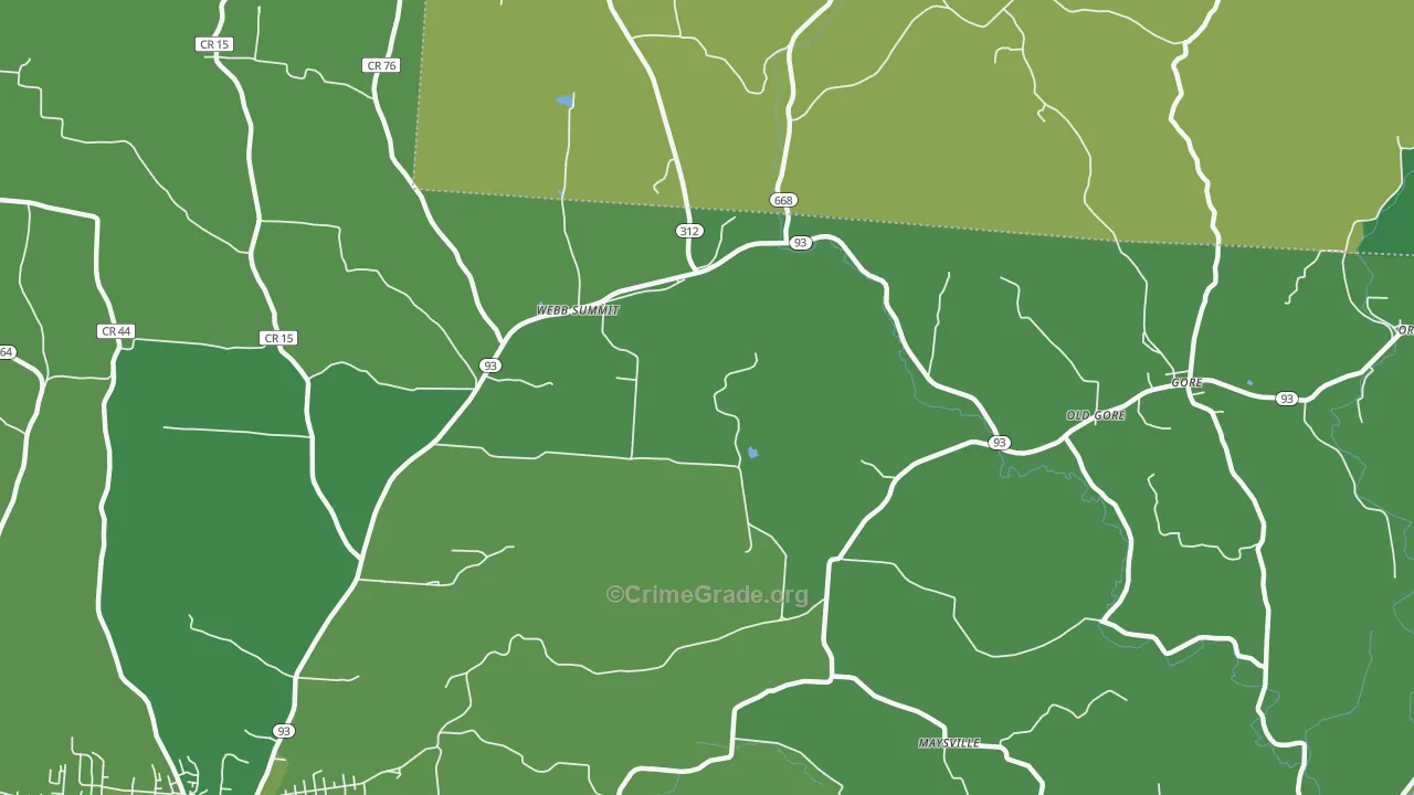 Webb Summit, OH Map of Vehicle Theft Rates