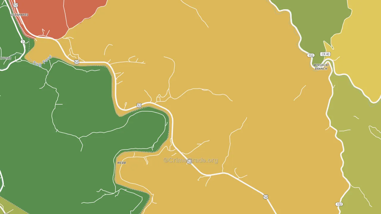 Webb, WV Map of Vehicle Theft Rates