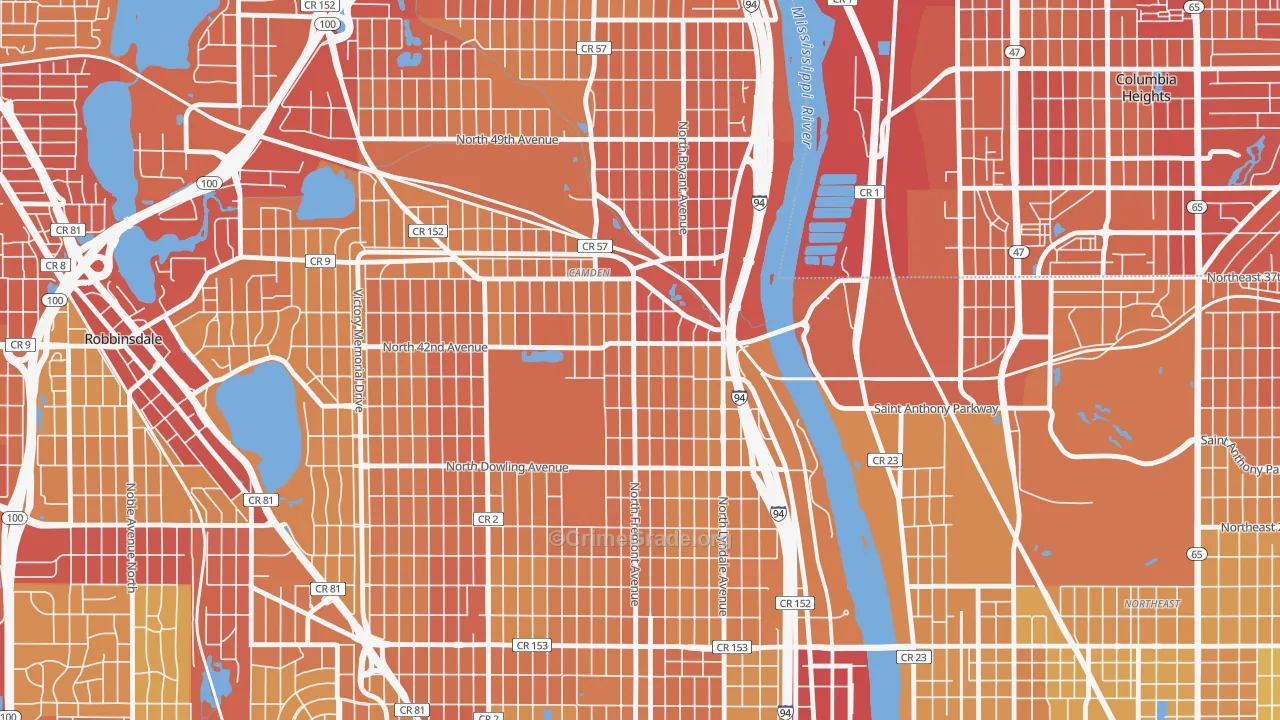 Webber-Camden, Minneapolis, MN Map of Vehicle Theft Rates