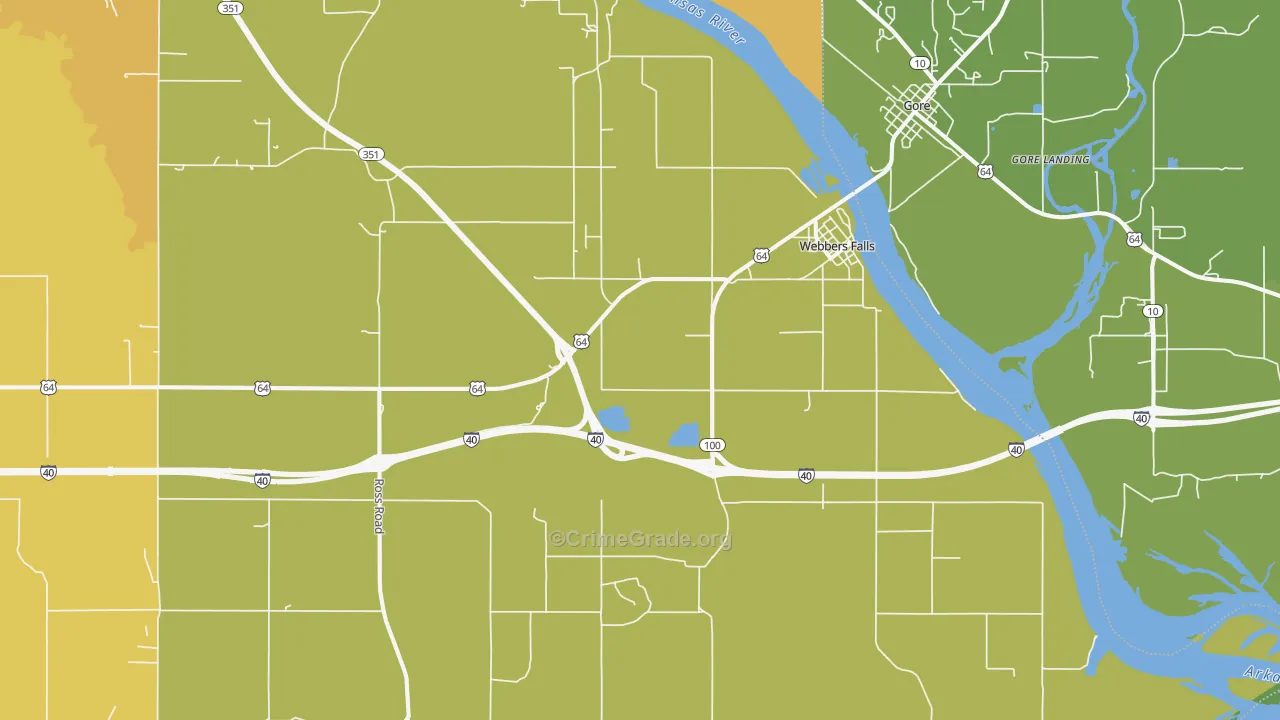 Webbers Falls, OK Map of Vehicle Theft Rates