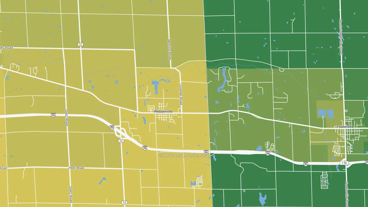 Webberville, MI Map of Vehicle Theft Rates