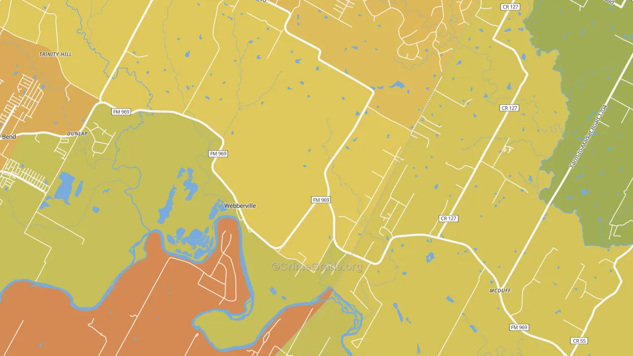 Webberville, TX Map of Vehicle Theft Rates