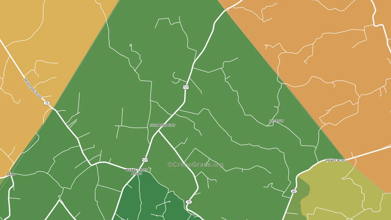 Webbs Cross Roads, KY Map of Vehicle Theft Rates