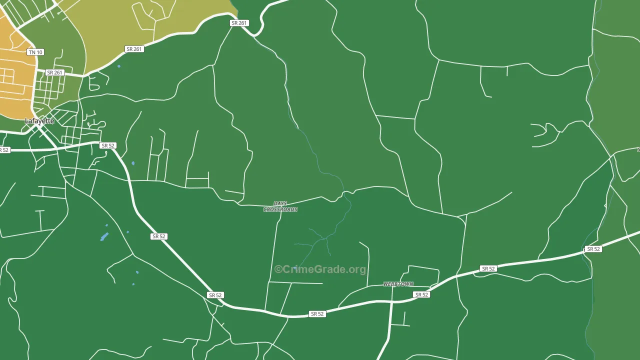 Webbtown, TN Map of Vehicle Theft Rates