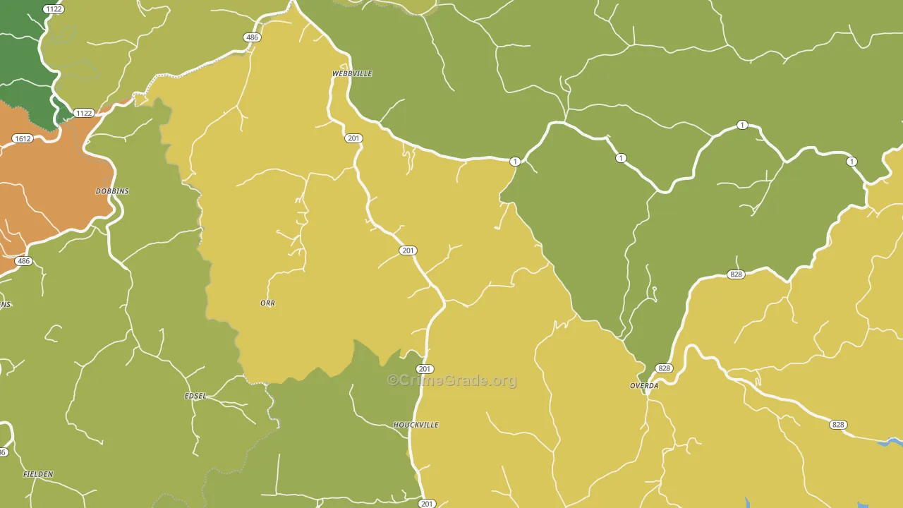 Webbville, KY Map of Vehicle Theft Rates