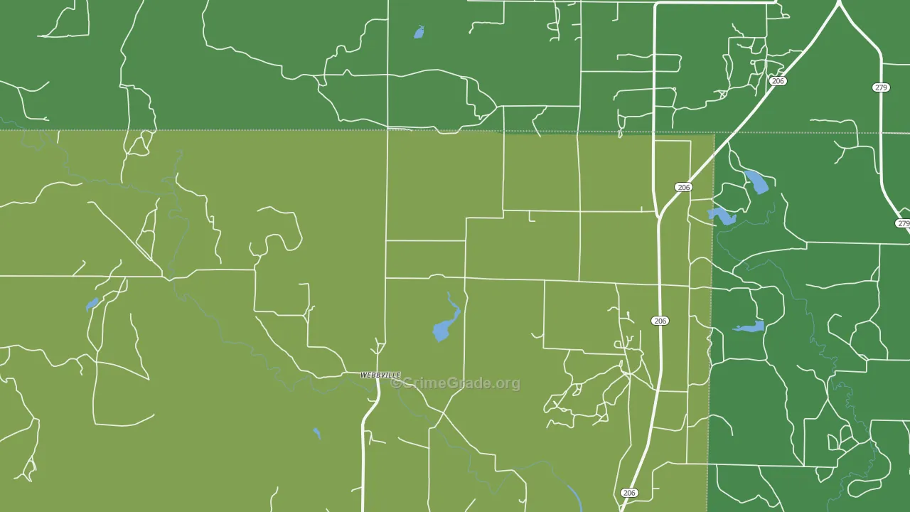 Webbville, TX Map of Vehicle Theft Rates