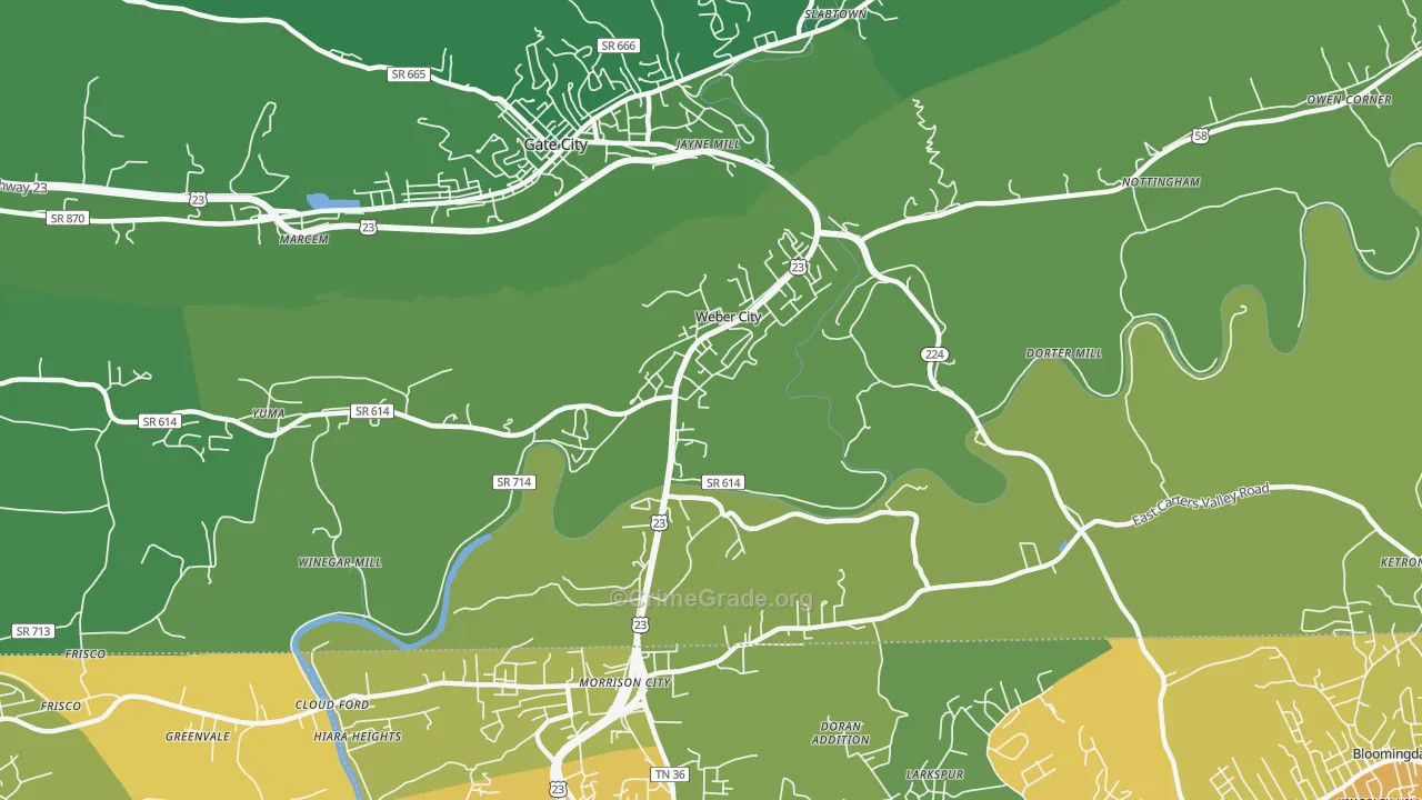 Weber City, VA Map of Vehicle Theft Rates