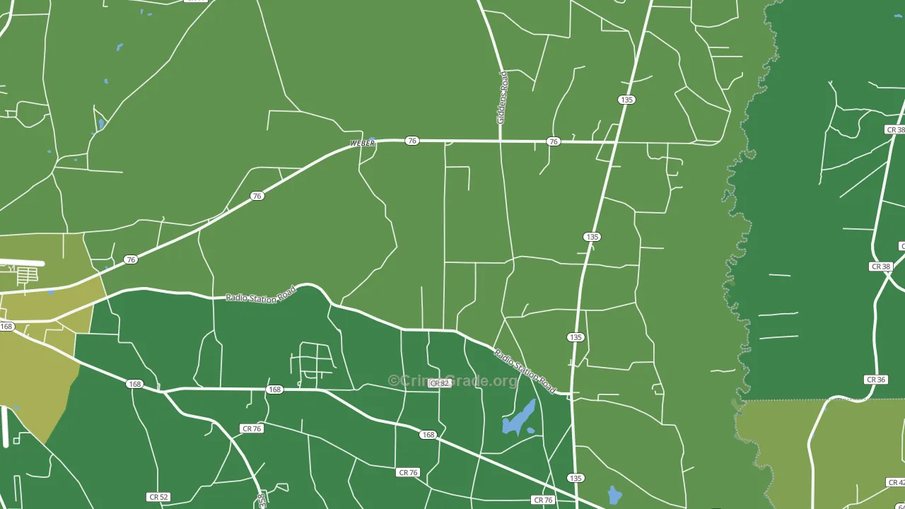 Weber, GA Map of Vehicle Theft Rates