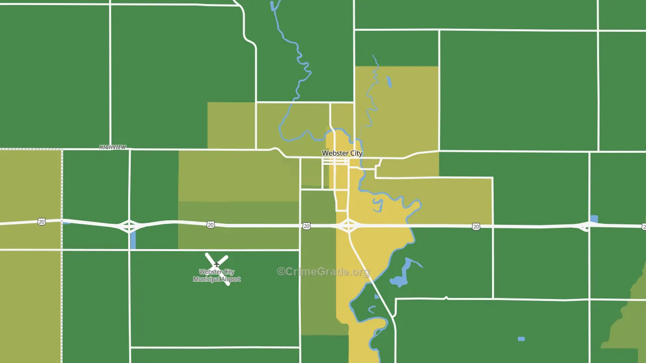 Webster City, IA Map of Vehicle Theft Rates