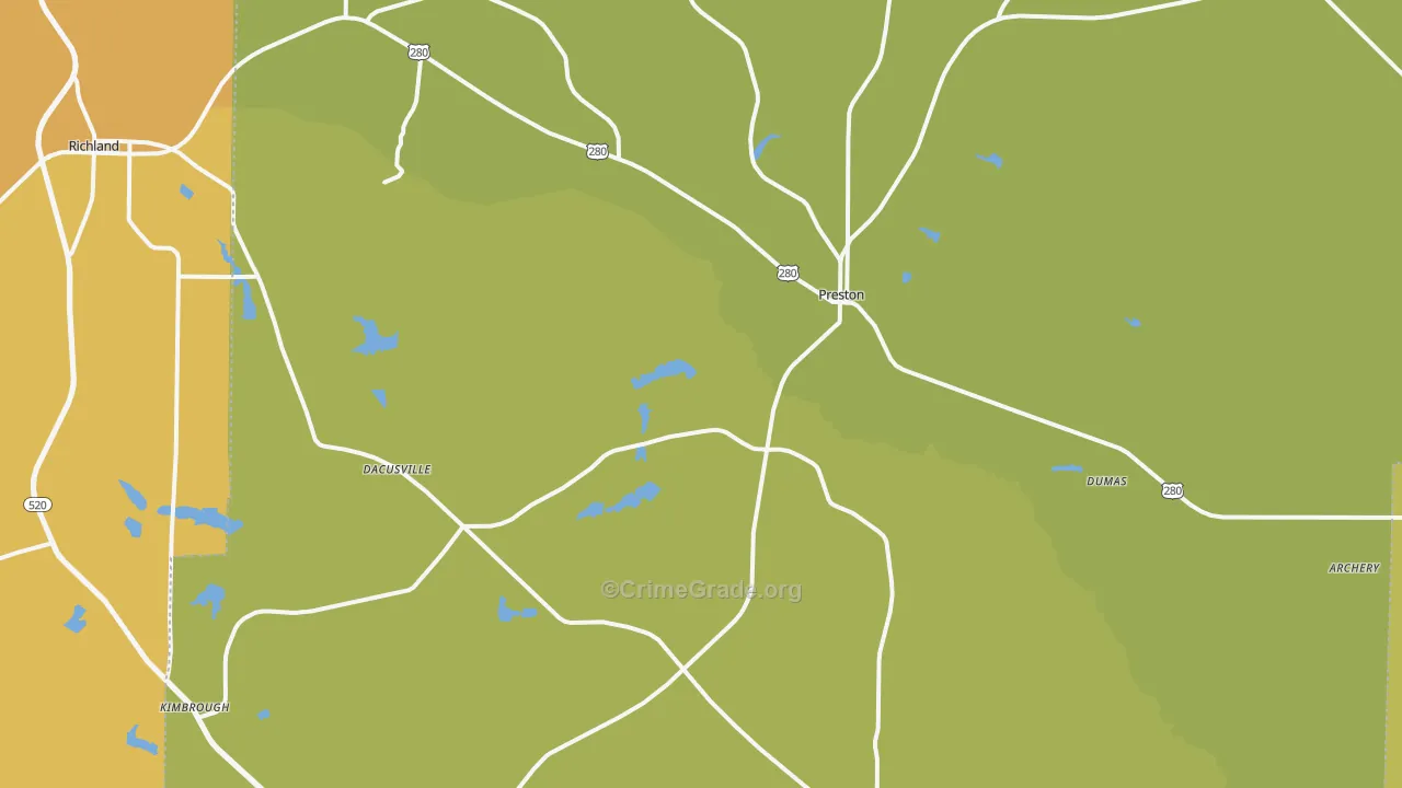 Webster County, GA Map of Vehicle Theft Rates