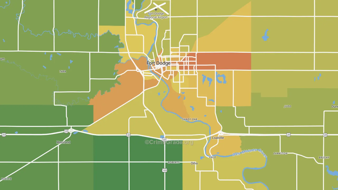 Webster County, IA Map of Vehicle Theft Rates