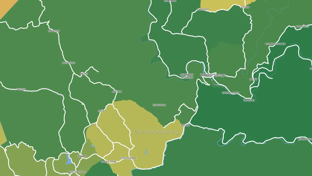 Webster County, WV Map of Vehicle Theft Rates