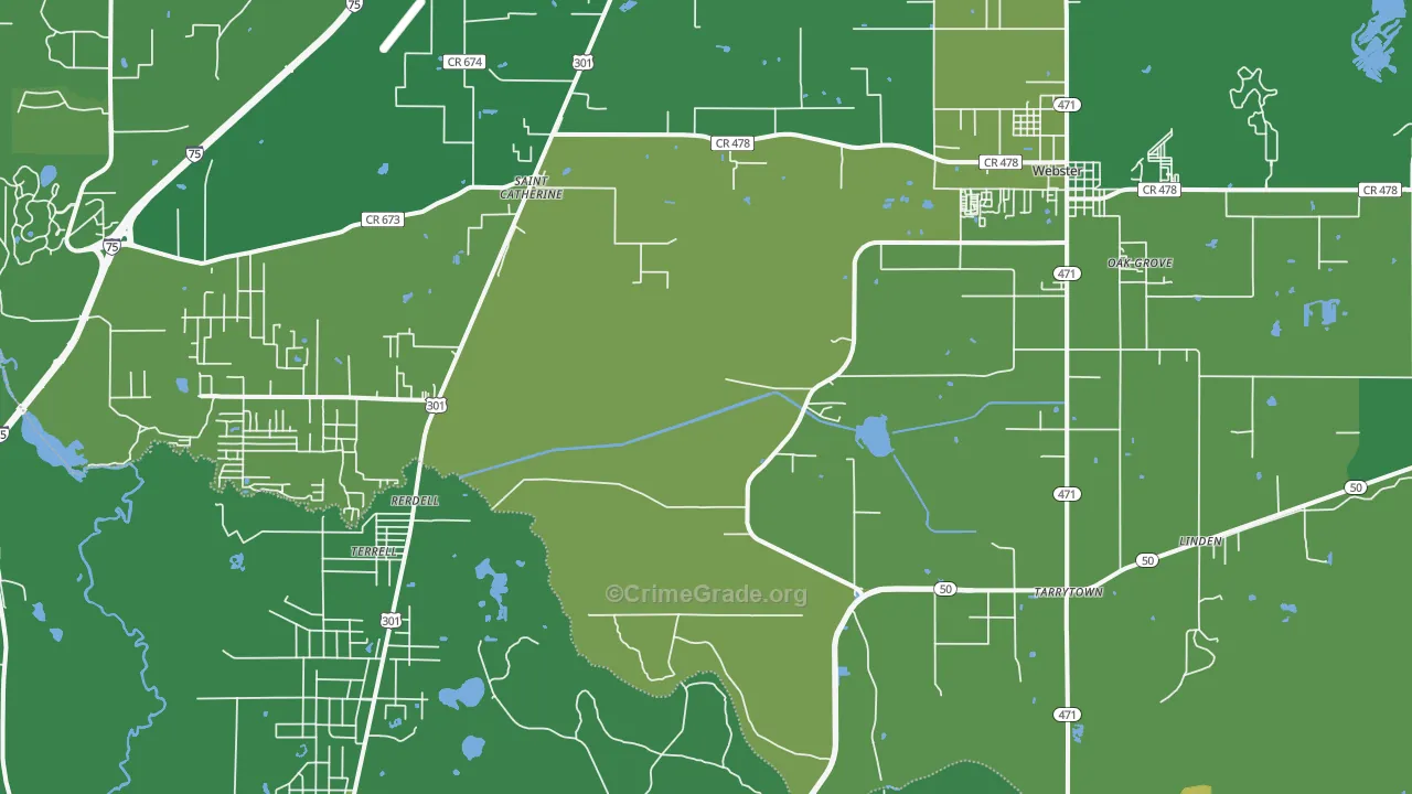 Webster, FL Map of Vehicle Theft Rates