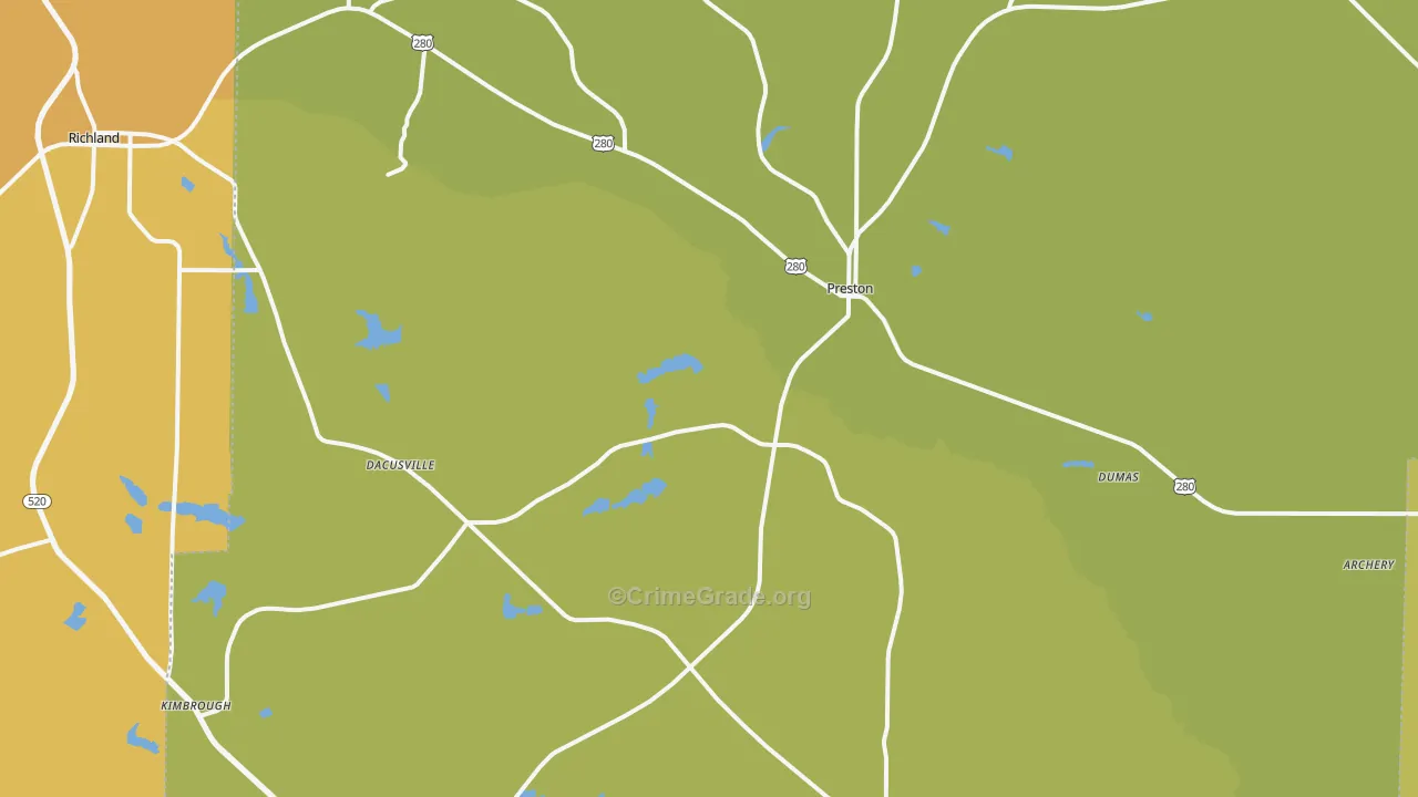 Webster, GA Map of Vehicle Theft Rates