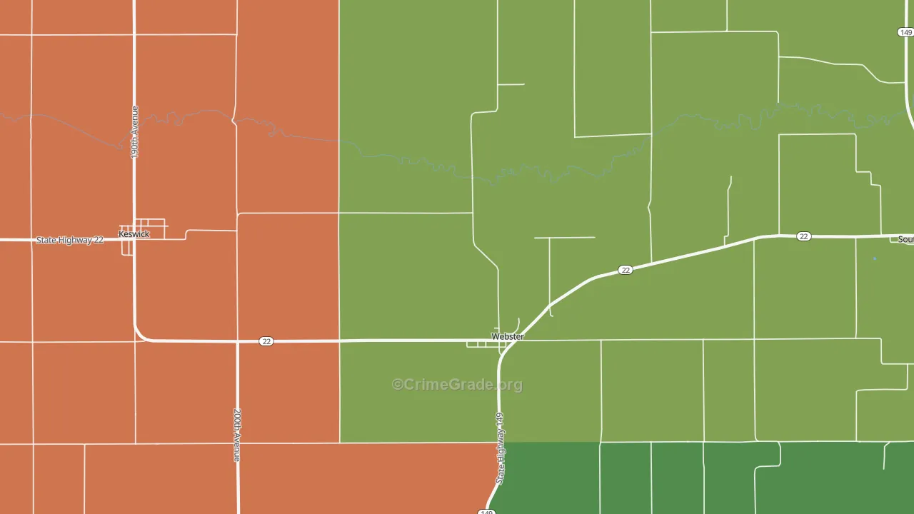 Webster, IA Map of Vehicle Theft Rates