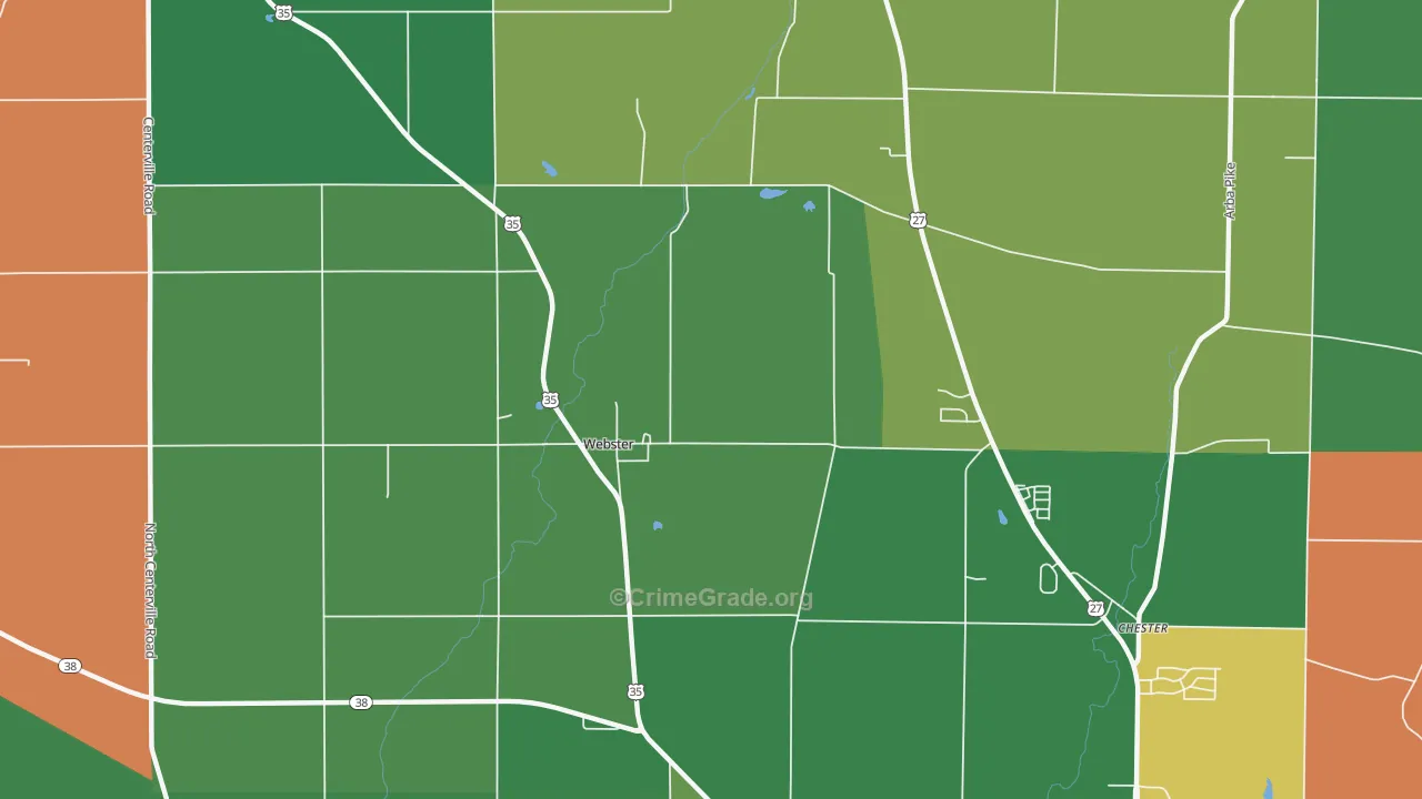 Webster, IN Map of Vehicle Theft Rates