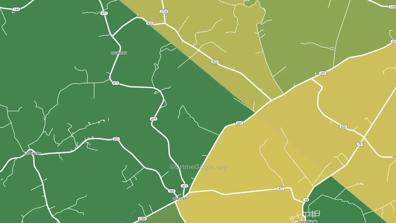 Webster, KY Map of Vehicle Theft Rates