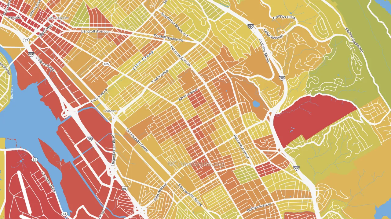 Webster, Oakland, CA Map of Vehicle Theft Rates