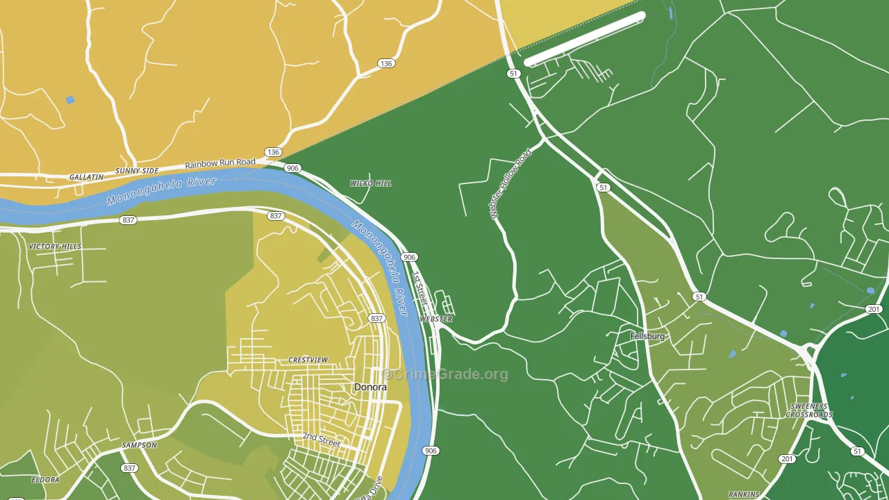 Webster, PA Map of Vehicle Theft Rates