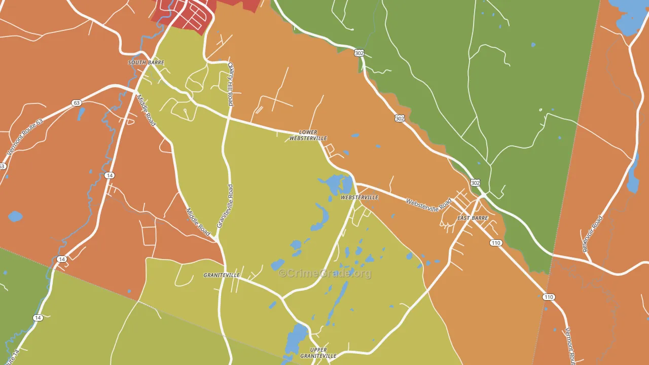 Websterville, VT Map of Vehicle Theft Rates
