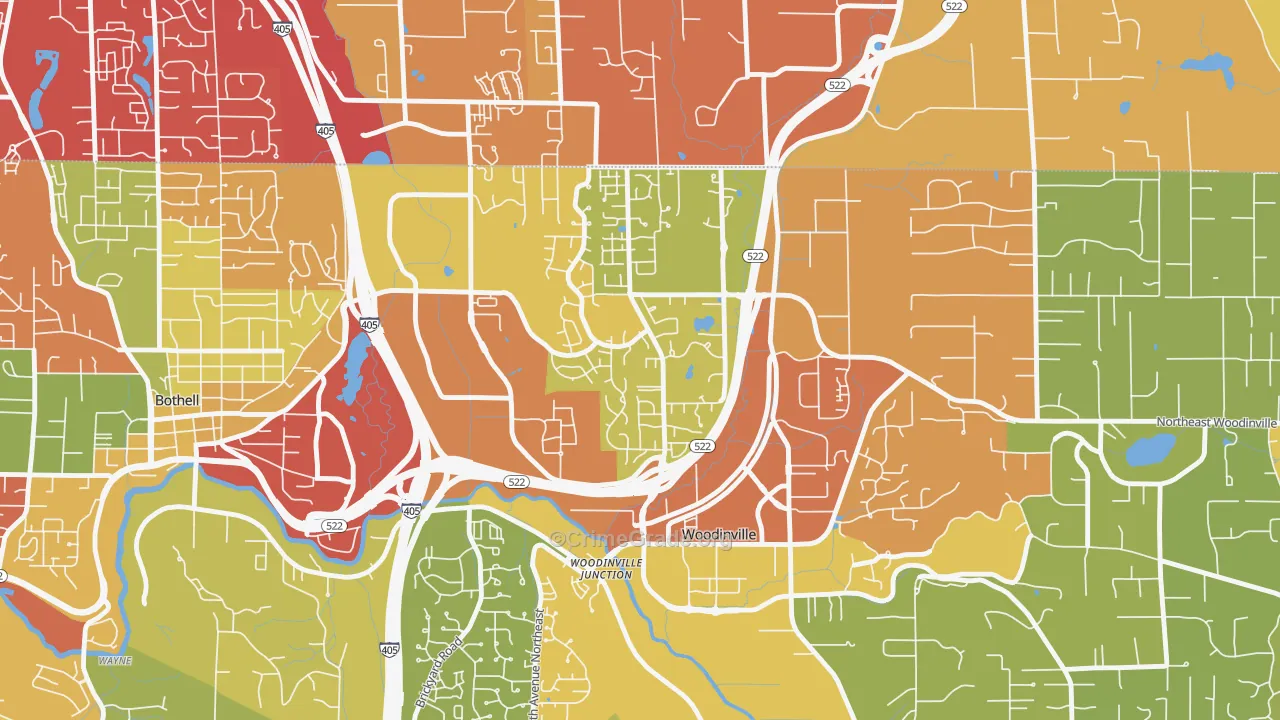 Wedge, Woodinville, WA Map of Vehicle Theft Rates