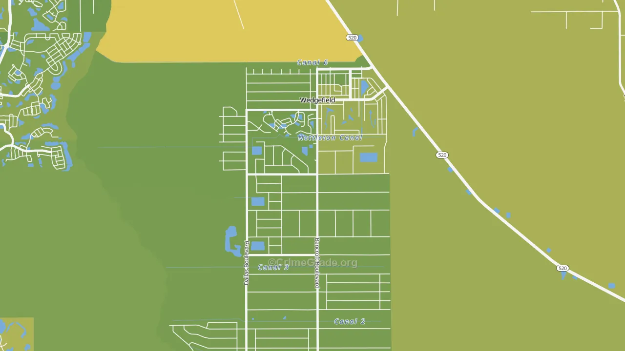 Wedgefield, FL Map of Vehicle Theft Rates