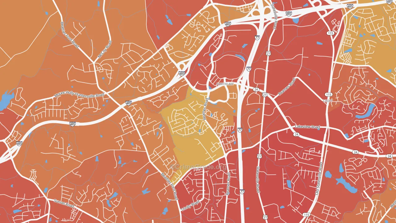 Wedgewood, Charlotte, NC Map of Vehicle Theft Rates
